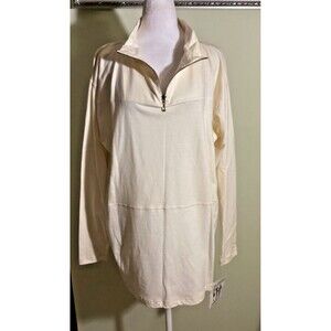 In Good Company Women's Sweatshirt Size L Ivory 1/4 Zip Mock Neck Long Sleeve